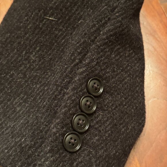 Hathaway Platinum Black Wool Cashmere Overcoat Men’s 44R Italy Fabric Winter - Picture 8 of 10